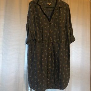 Denim dress with white flowers